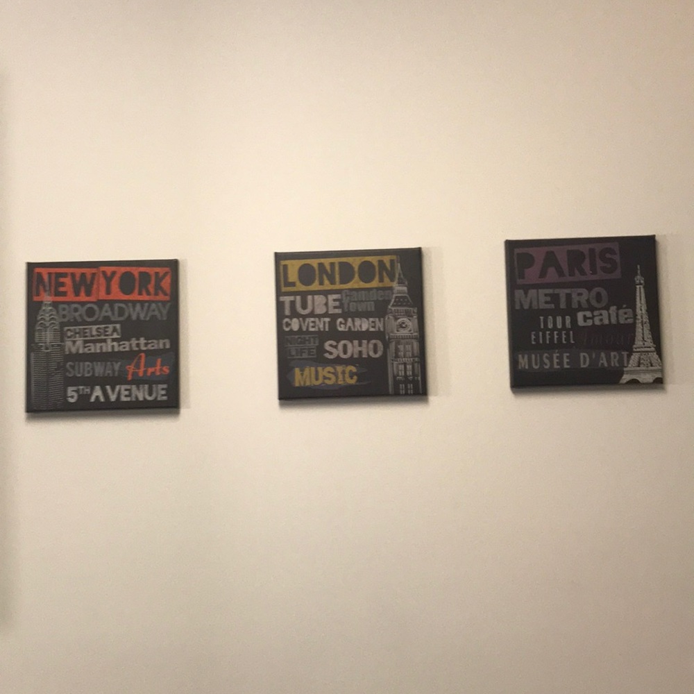New York, London, Paris Canvases